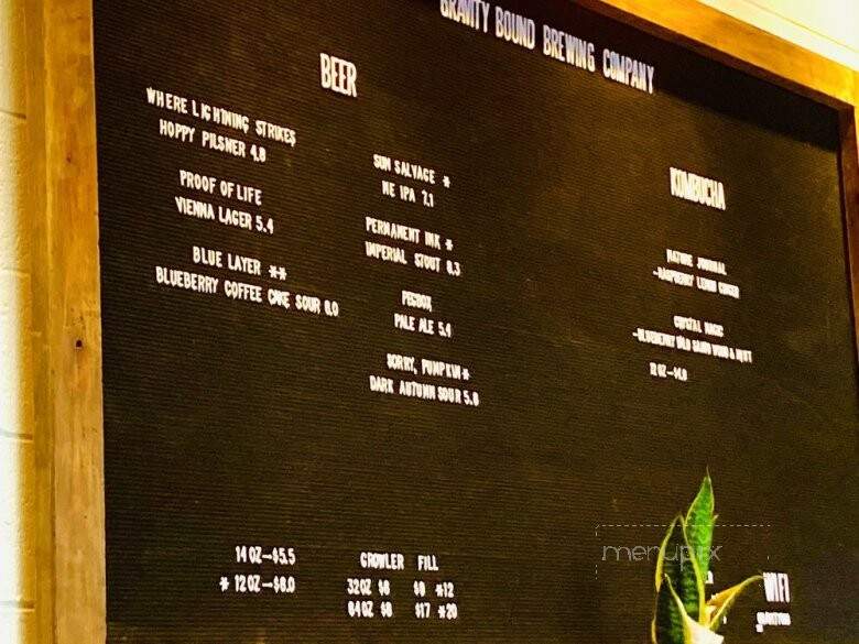 Gravity Bound Brewing - Albuquerque, NM menu_pic