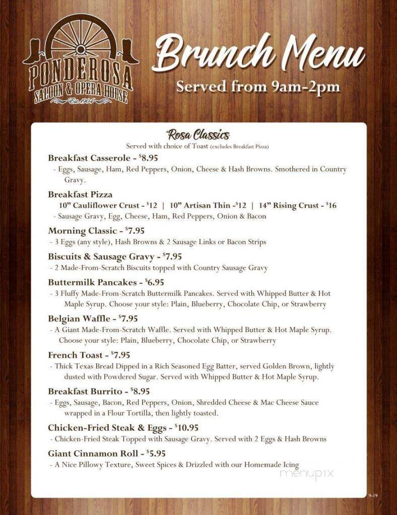 Ponderosa Saloon - Weston, NE menu_pic