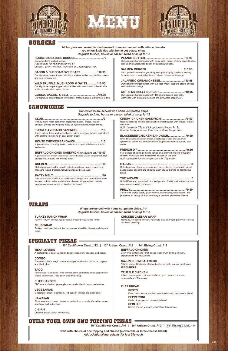 Ponderosa Saloon - Weston, NE menu_pic
