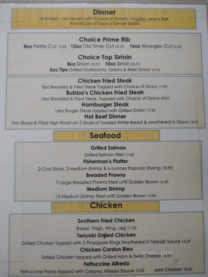 Old Timer Cafe - Saint Ignatius, MT menu_pic
