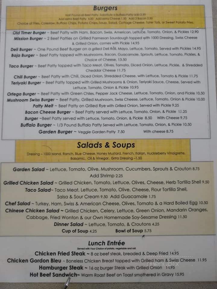 Old Timer Cafe - Saint Ignatius, MT menu_pic