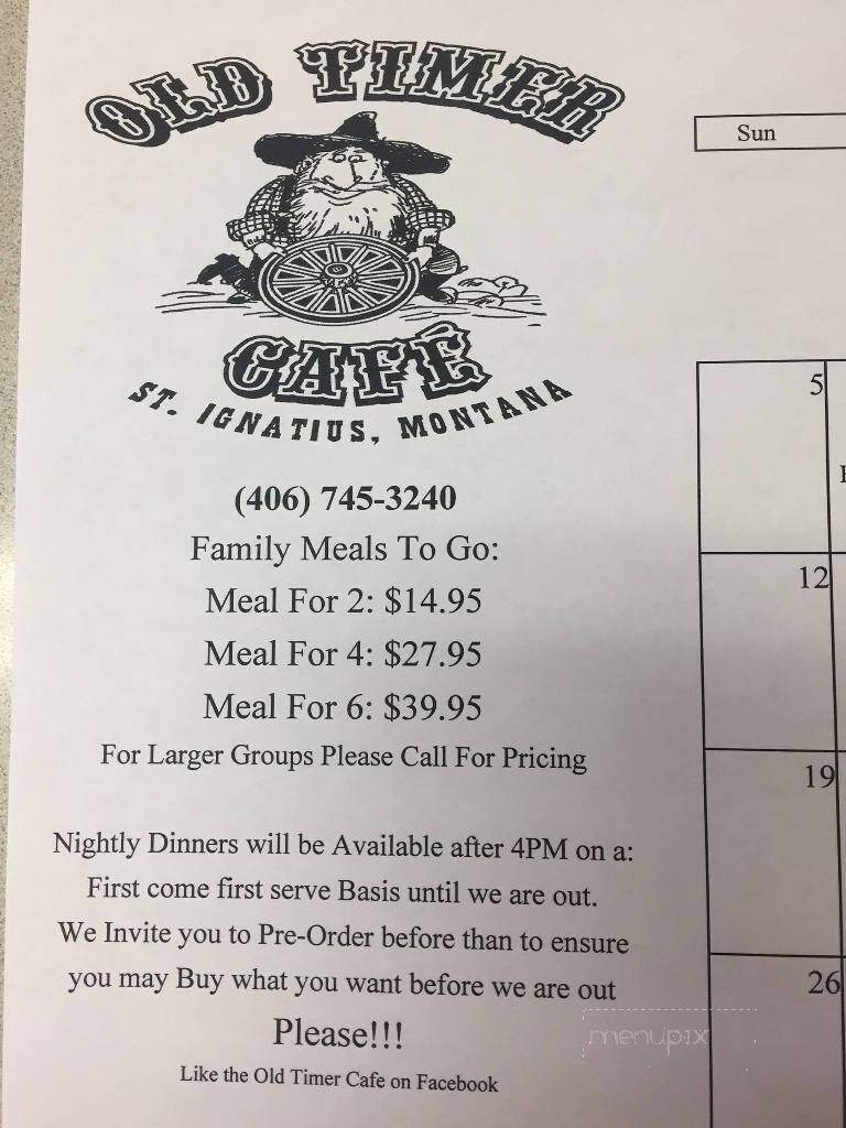 Old Timer Cafe - Saint Ignatius, MT menu_pic
