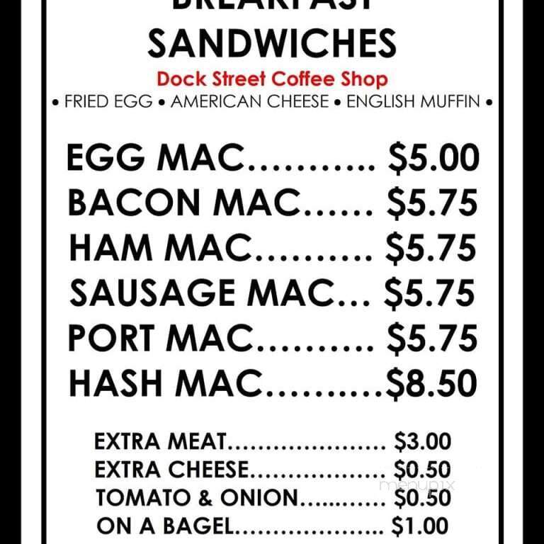 Dock Street Coffee Shop - Edgartown, MA menu_pic