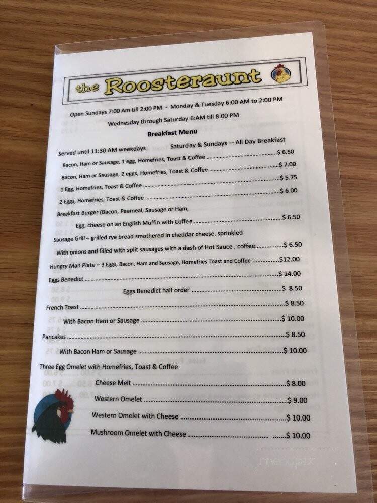 Roosteraunt - Smiths Falls, ON menu_pic