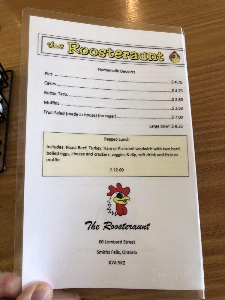 Roosteraunt - Smiths Falls, ON menu_pic