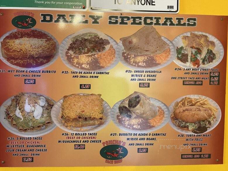 Poncho's Taco Shop - Mesquite, NV menu_pic