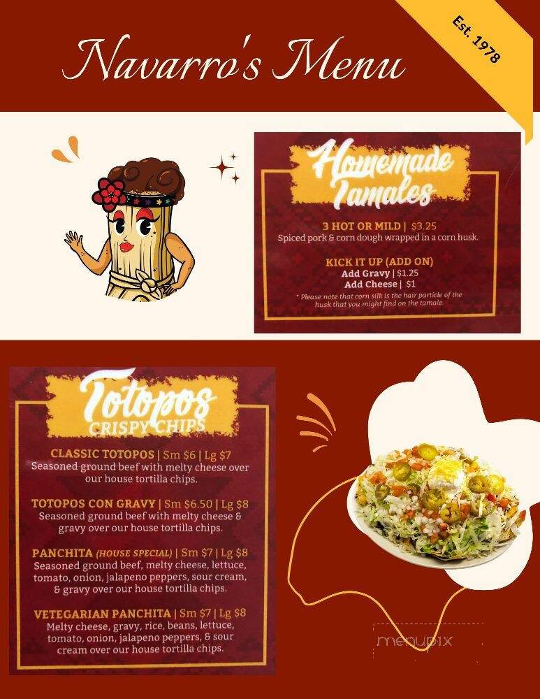 Navarro's Mexican Take-out - Muskegon, MI menu_pic