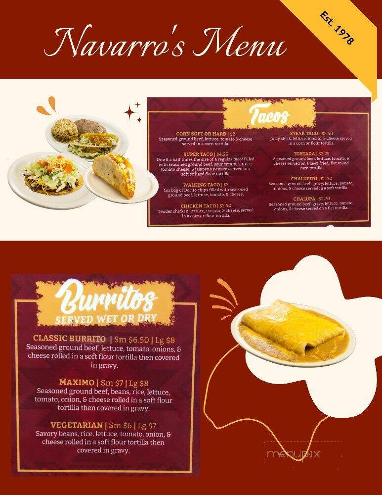 Navarro's Mexican Take-out - Muskegon, MI menu_pic