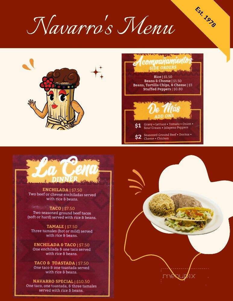 Navarro's Mexican Take-out - Muskegon, MI menu_pic