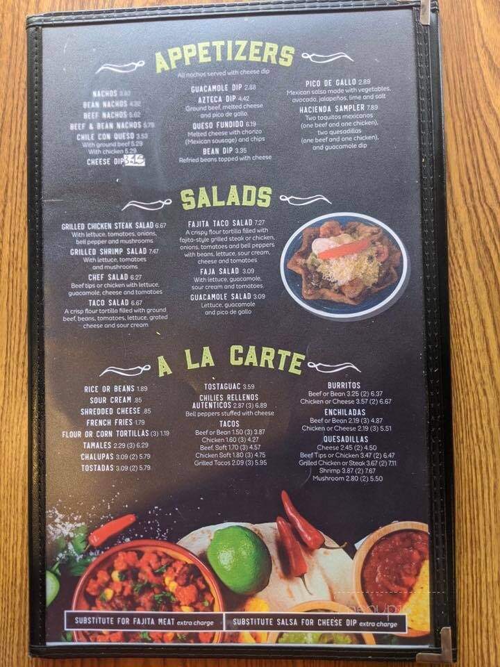 Hacienda Mexican Restaurant - Logan, WV menu_pic