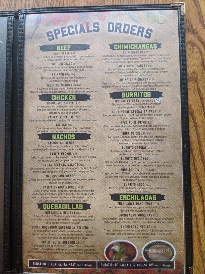 Hacienda Mexican Restaurant - Logan, WV menu_pic