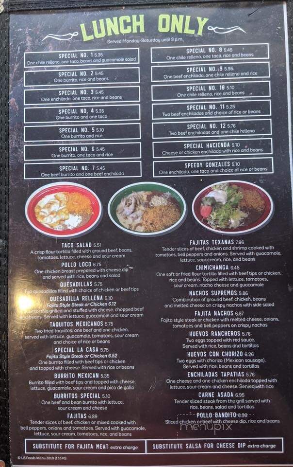 Hacienda Mexican Restaurant - Logan, WV menu_pic