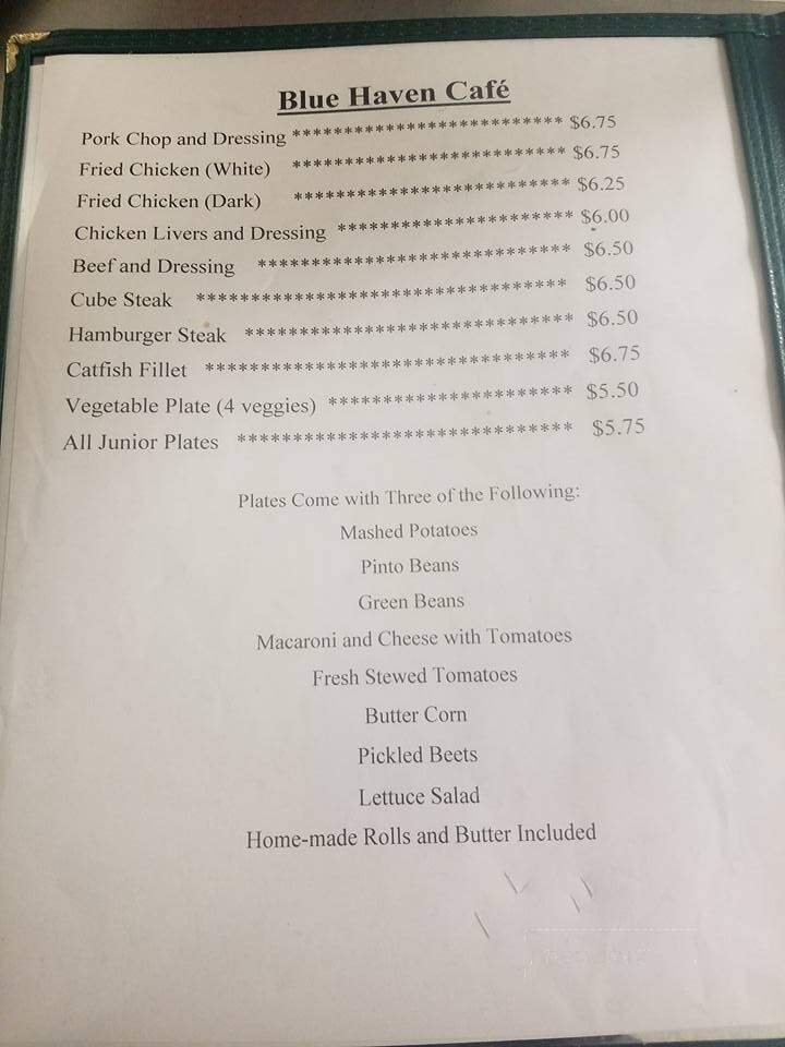 Blue Haven Cafe - Irondale, MO menu_pic