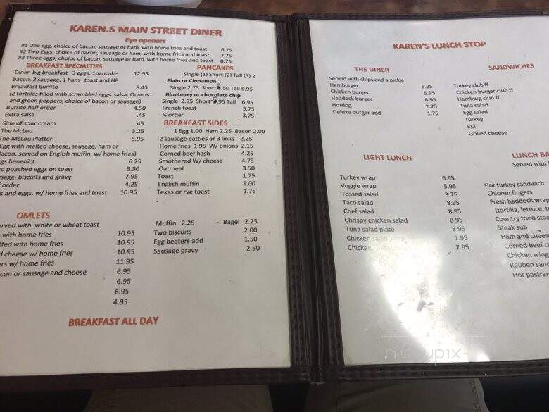 Karen's Main Street Diner - Calais, ME menu_pic