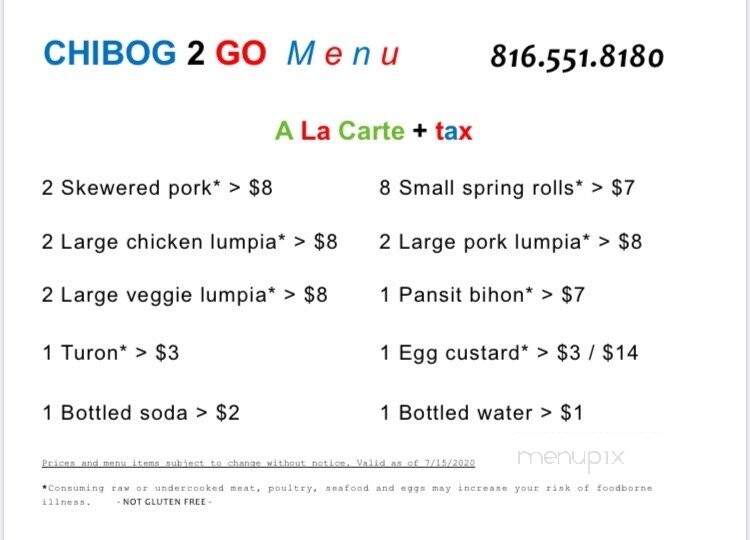 Chibog 2 Go - Kearney, MO menu_pic