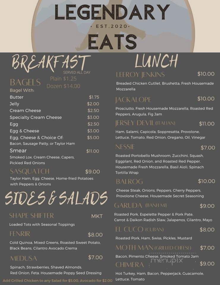 Legendary Eats - Lexington, VA menu_pic