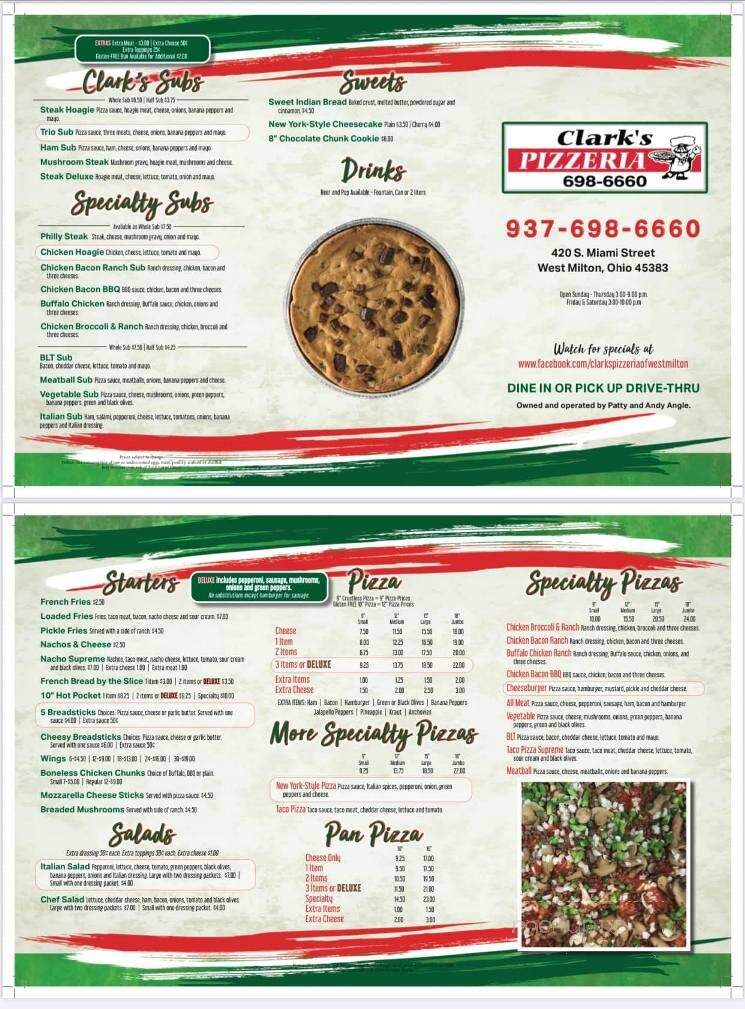 Clark's Pizzeria - West Milton, OH menu_pic