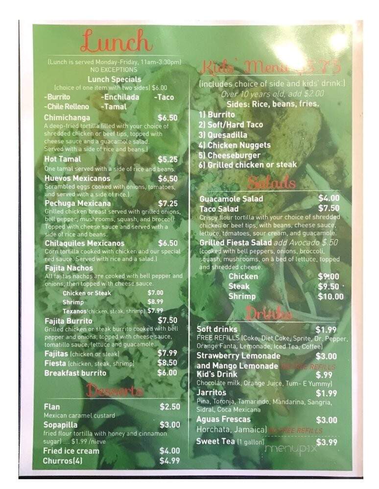 La Fiesta Mexican Restaurant - Humboldt, TN menu_pic