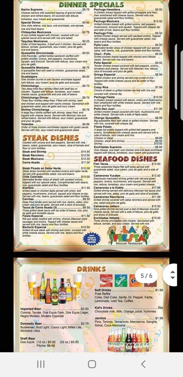 La Fiesta Mexican Restaurant - Humboldt, TN menu_pic
