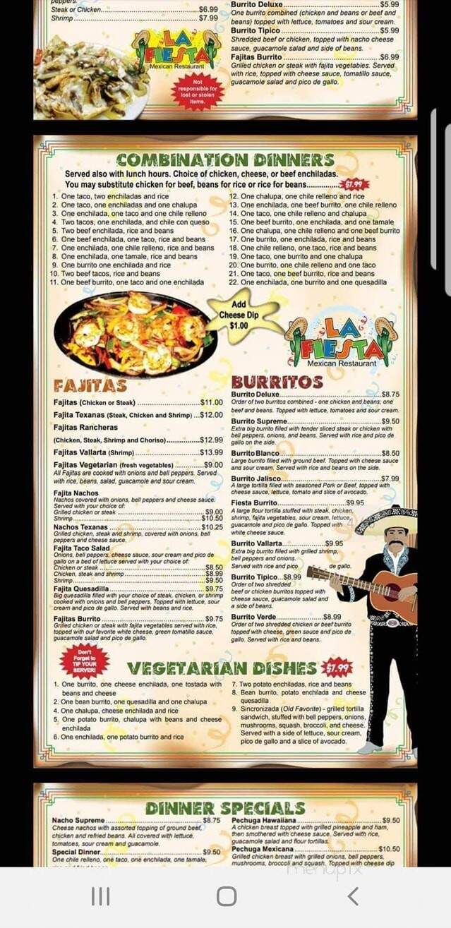 La Fiesta Mexican Restaurant - Humboldt, TN menu_pic