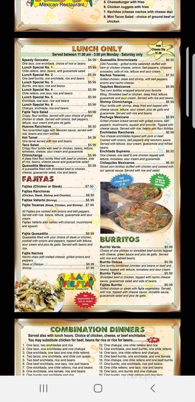 La Fiesta Mexican Restaurant - Humboldt, TN menu_pic