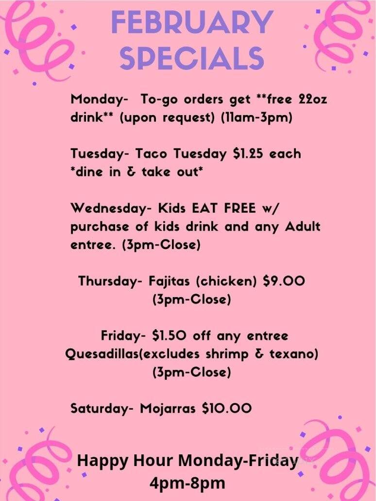 La Fiesta Mexican Restaurant - Humboldt, TN menu_pic