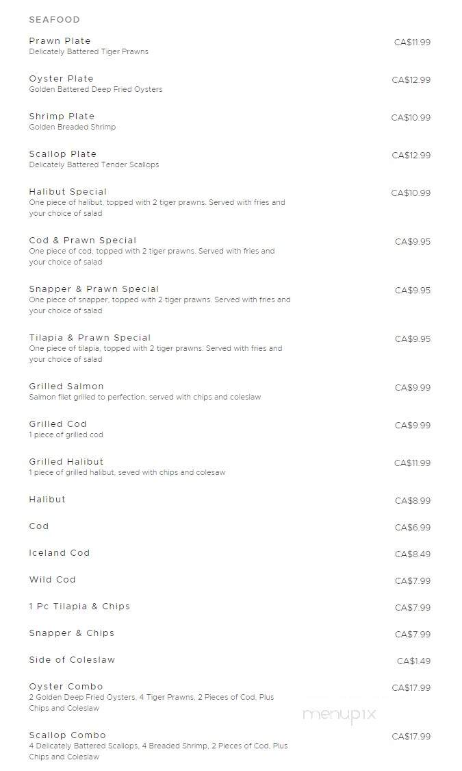 Jojo's Fish & Chips Bana Restaurant - Abbotsford, BC menu_pic