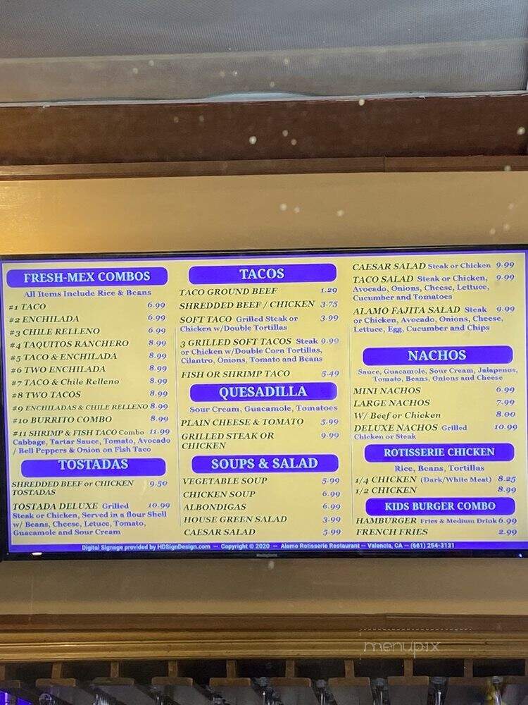 Alamo Restaurant - Valencia, CA menu_pic