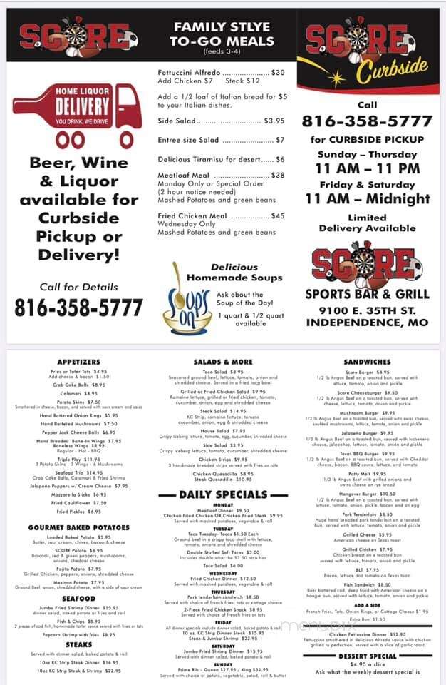 Score Sports Bar & Grill - Independence, MO menu_pic