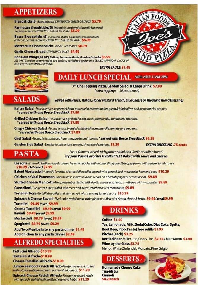 Joe's Italian Food & Pizza - Robinson, IL menu_pic