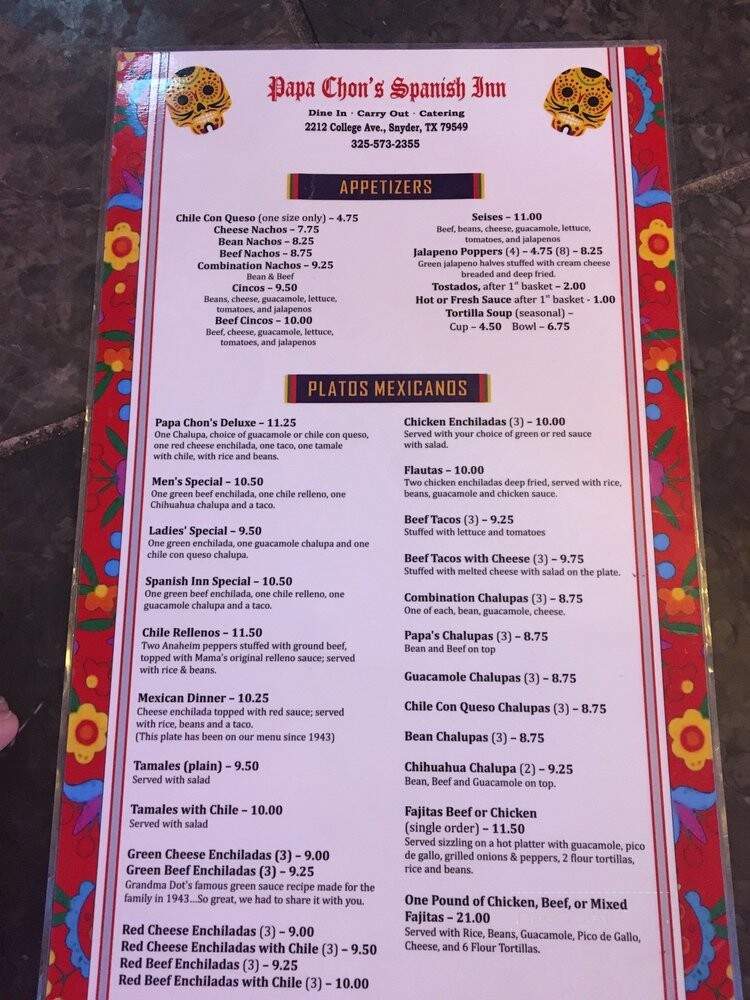 Spanish Inn - Snyder, TX menu_pic