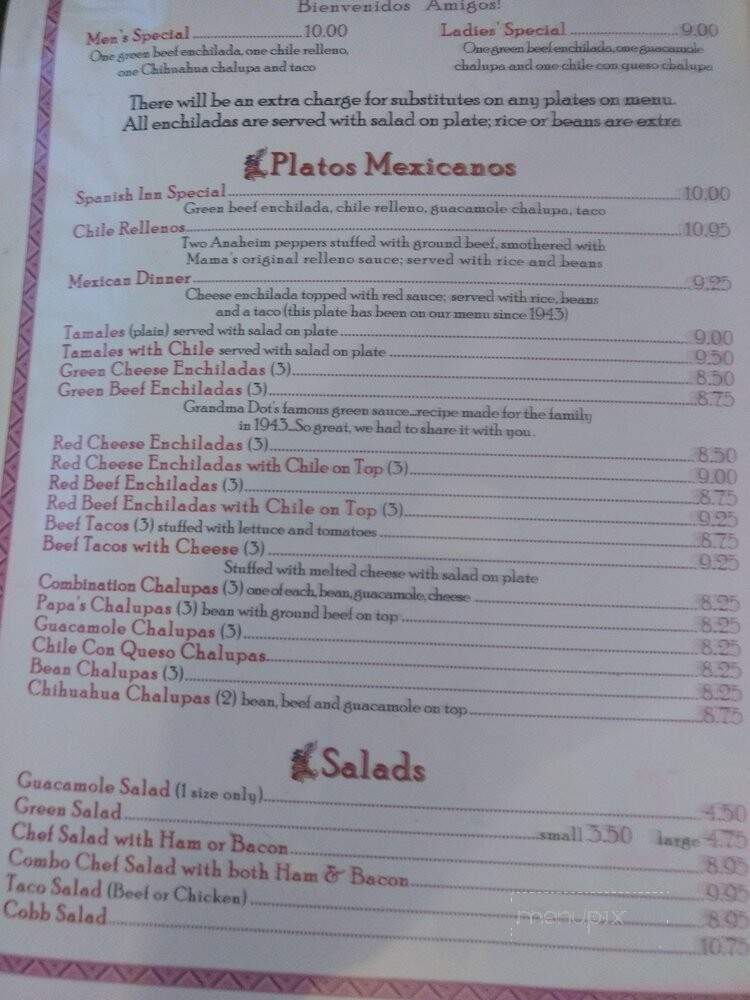 Spanish Inn - Snyder, TX menu_pic