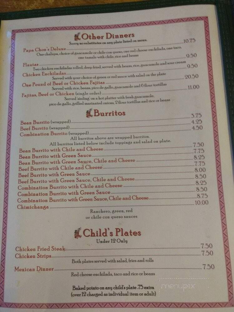 Spanish Inn - Snyder, TX menu_pic