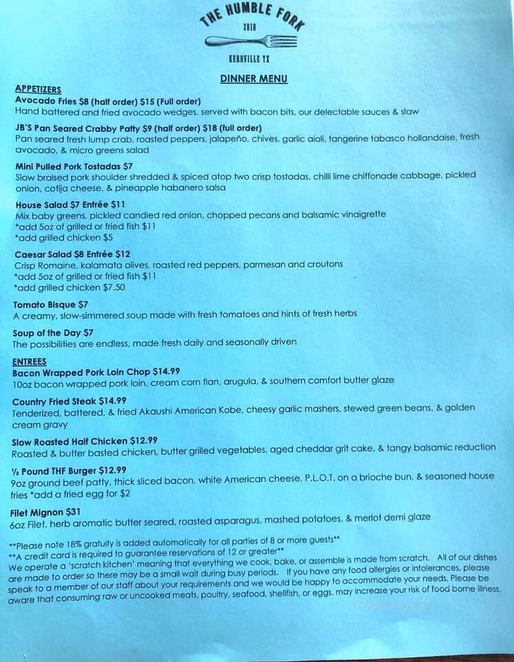 The Humble Fork - Kerrville, TX menu_pic