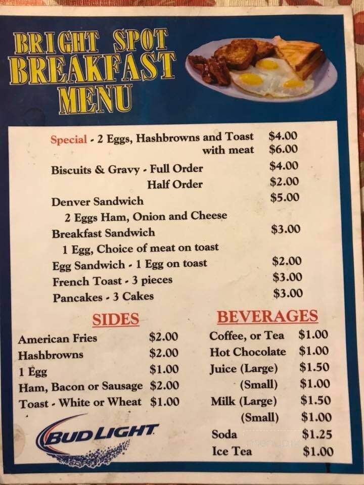 Bright Spot Tavern & Restaurant - De Soto, WI menu_pic