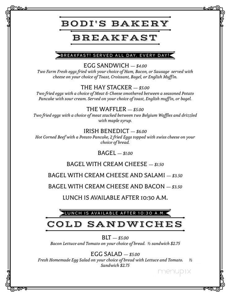 Bodi's Bake Shop - Twin Lakes, WI menu_pic