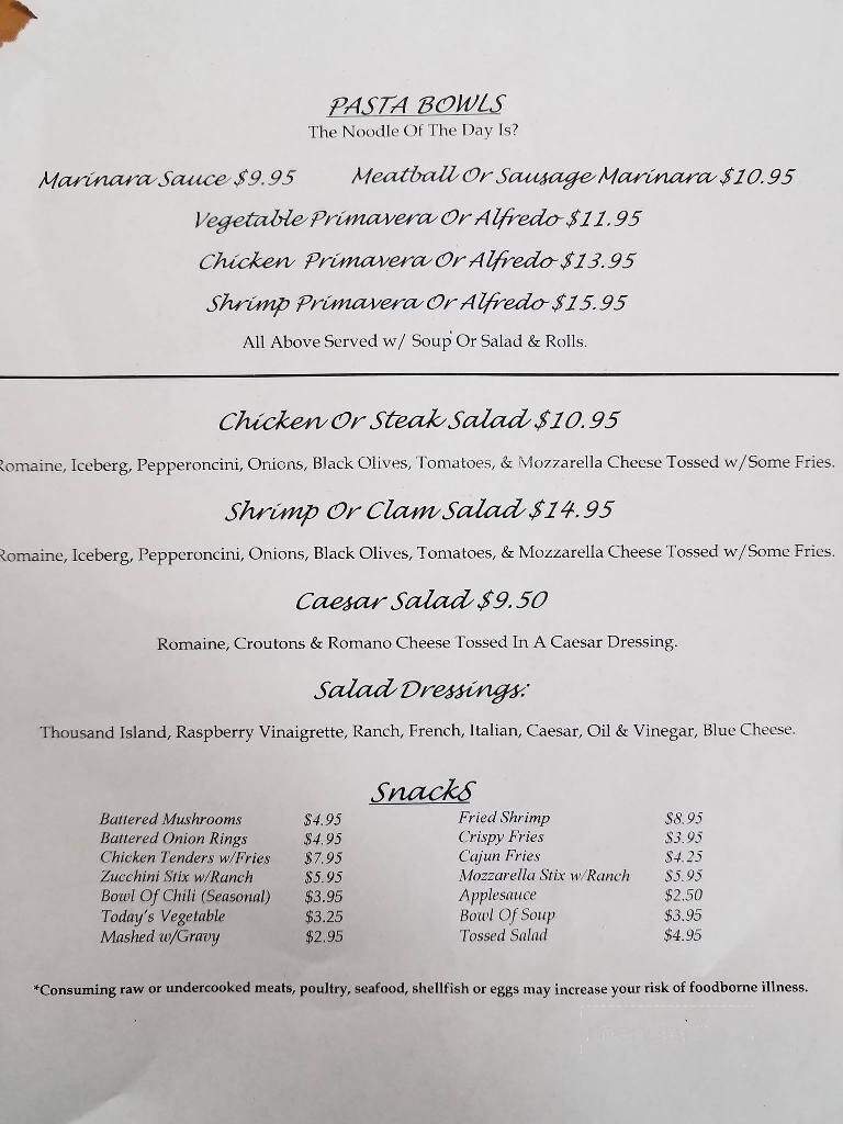 BW's Grill - Fairview, PA menu_pic