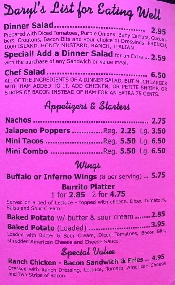 Daryl's Dine-In - Saint Elmo, IL menu_pic