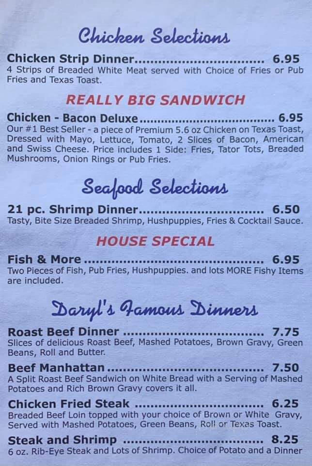 Daryl's Dine-In - Saint Elmo, IL menu_pic