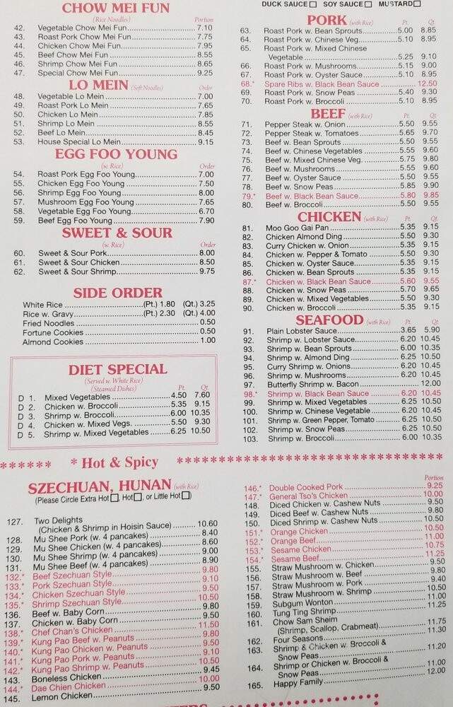 Chef Chan Restaurant - East Rutherford, NJ menu_pic
