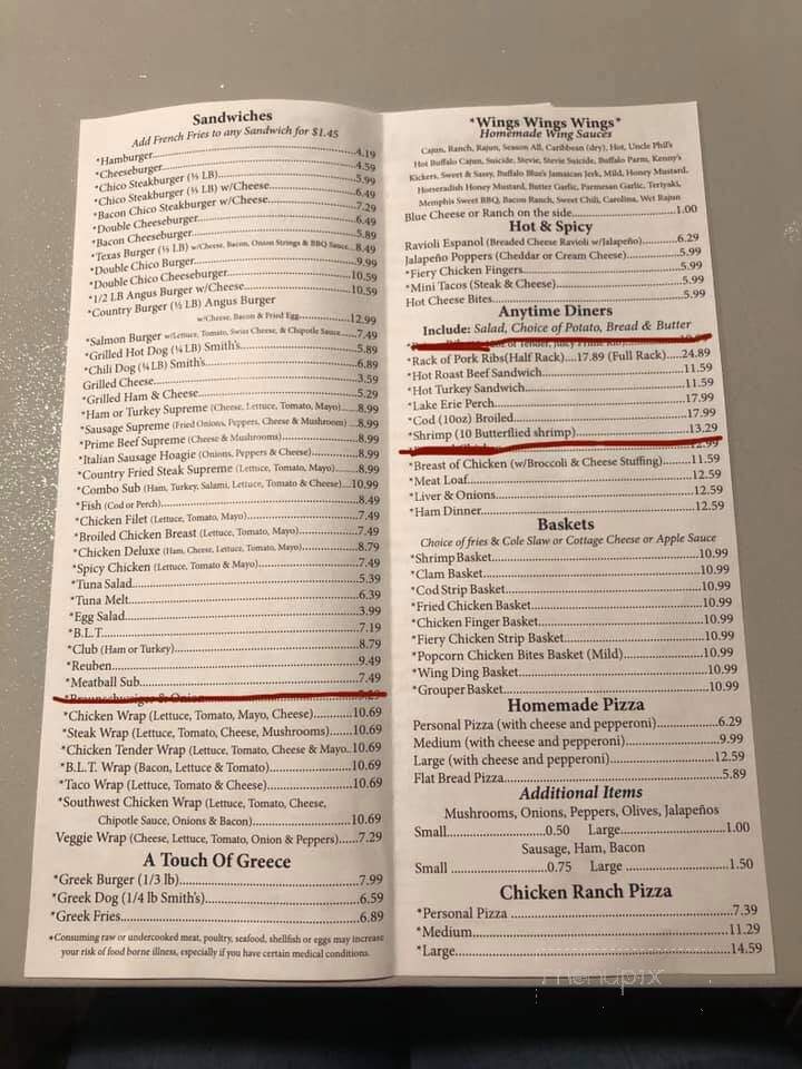 Chico's Traveler's Inn - Fairview, PA menu_pic