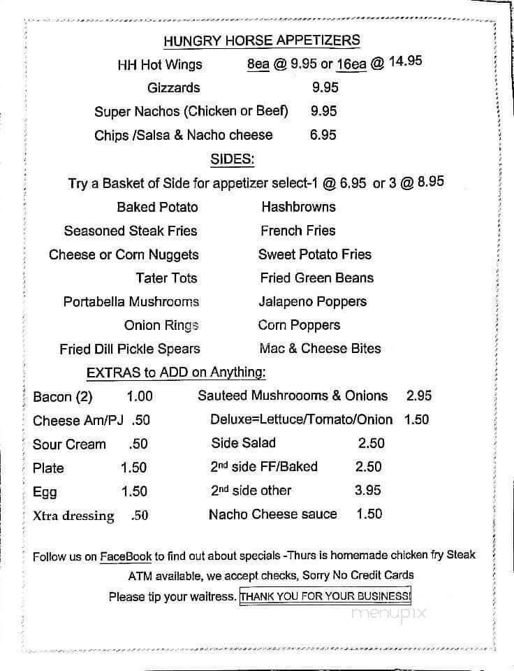 Hungry Horse Saloon - Ericson, NE menu_pic