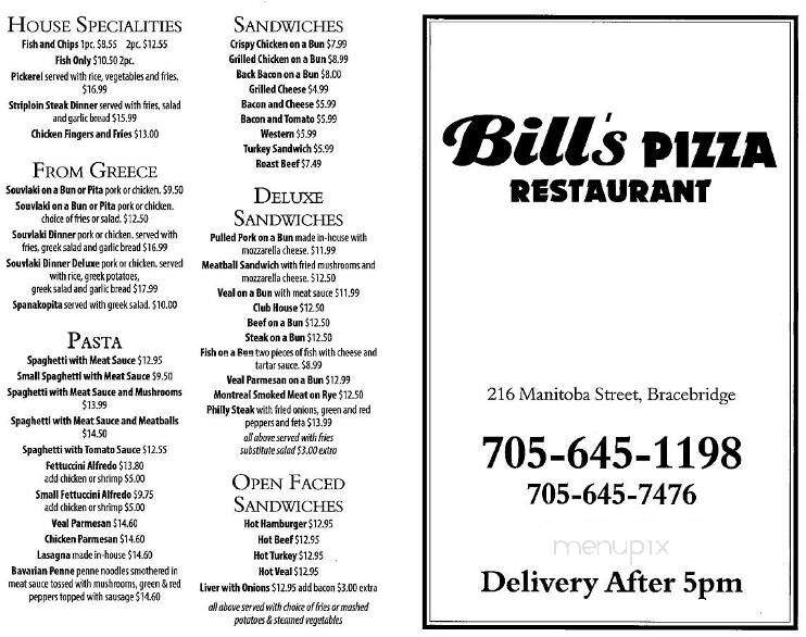 Bill's Pizza & Restaurant - Bracebridge, ON