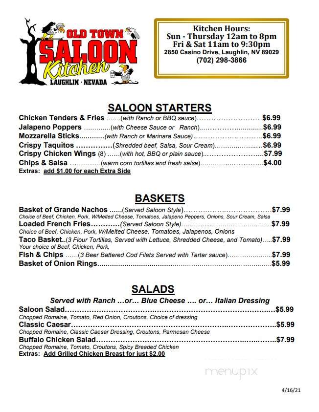 Old Town Saloon - Laughlin, NV menu_pic