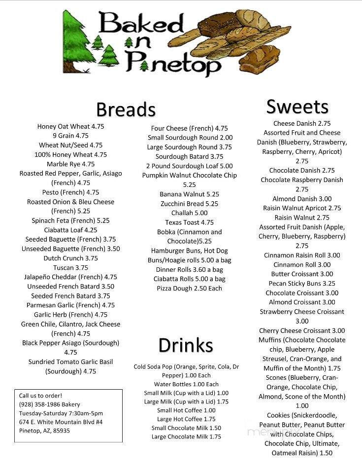 Baked In Pinetop - Pinetop, AZ menu_pic