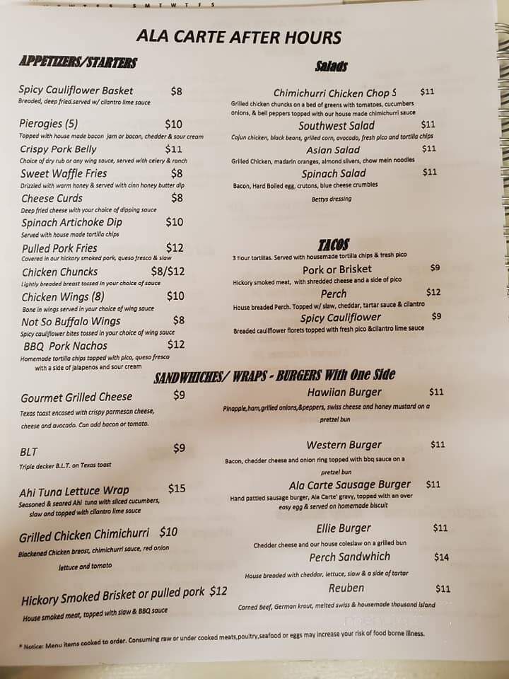 Menu Of Ala Carte Cafe In Port Clinton OH 43452 menu-of-ala-carte-cafe-in-port-clinton-oh-43452