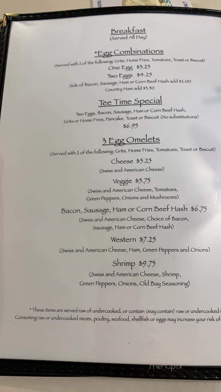 Tee Time Cafe - Shallotte, NC menu_pic