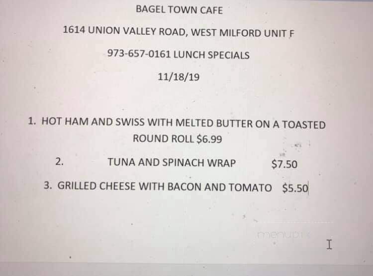 Bagel Town Cafe - West Milford, NJ menu_pic