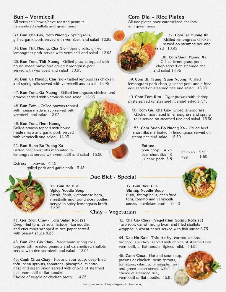 Pho Vy Vietnamese Restaurant - Victoria, BC menu_pic
