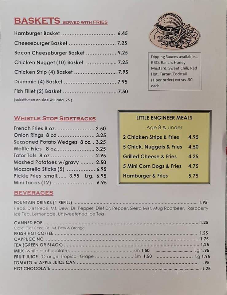 Whistle Stop Diner - Benson, MN menu_pic